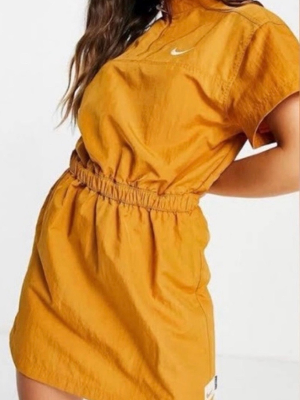 Nike Amber Orange Short Sleeve Elastic Waist Dress